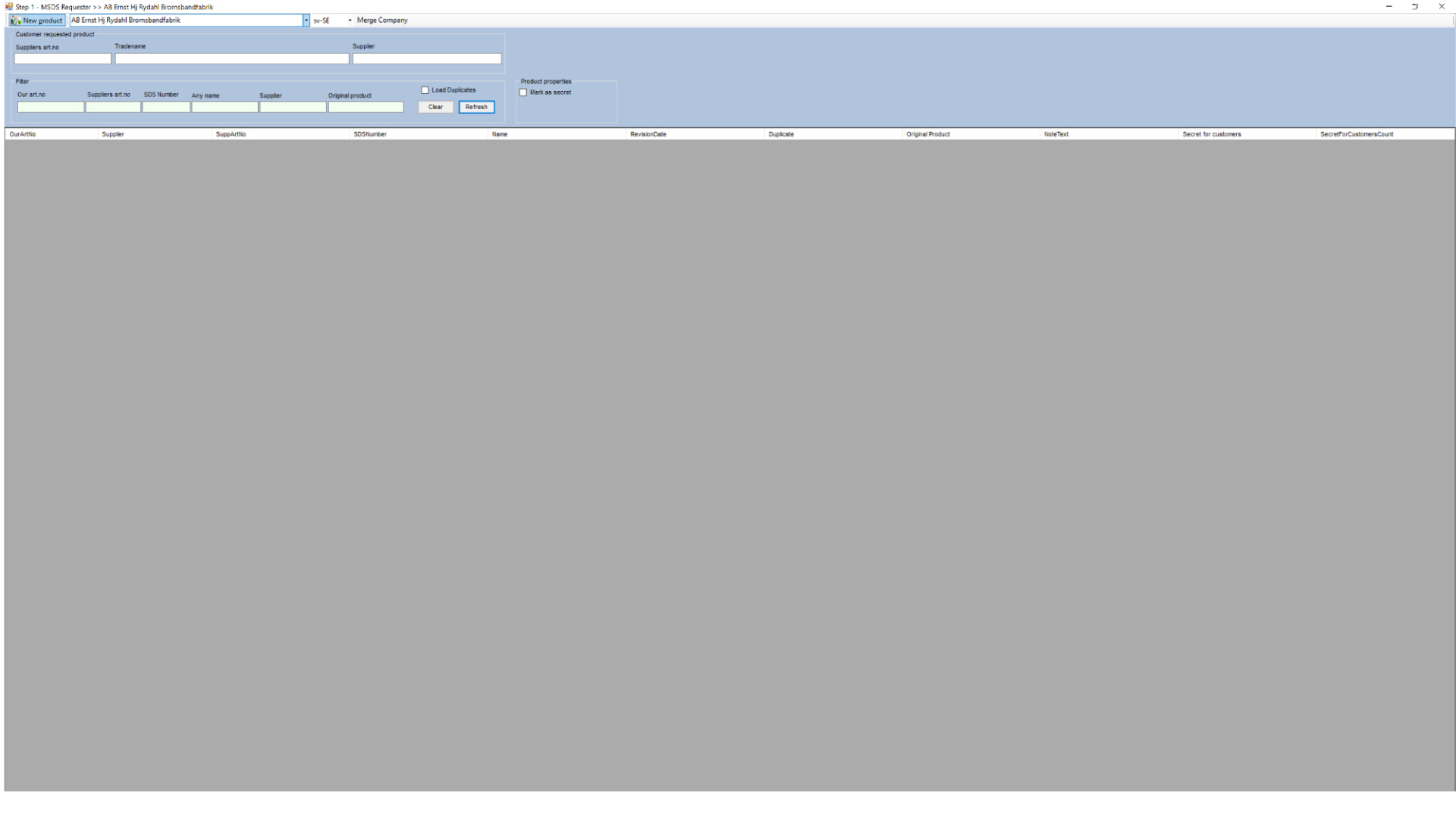Requester: Step 1, product intake
